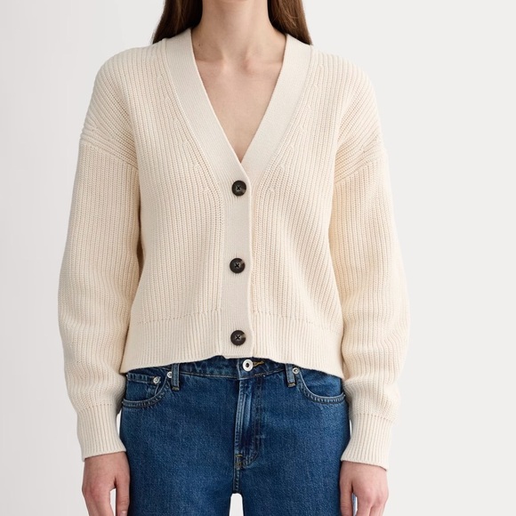 NWT - EVERLANE - The Organic Cotton Relaxed Cardigan - XS - Canvas - XS - Picture 2 of 11